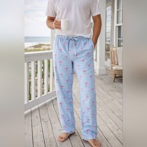 NWT Flamingo Print Lounge Pants Pajama Bottoms Blue Stripe Large